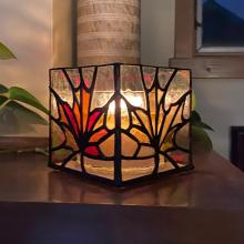 Leaf 2-sided Candle Holder - Orange and Yellow
